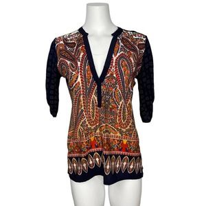 Anthropologie TINY Print Tunic Top Mixed Media  Blouse XS